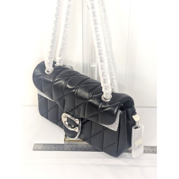 Coach Quilted Tabby Shoulder Bag 26  - Black & Silver, Chain Strap, Brand New - Picture 4 of 11